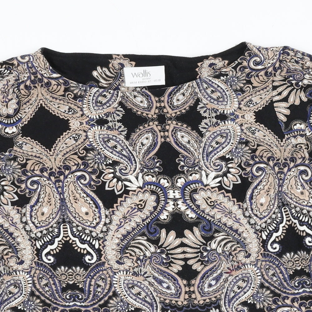 Wallis Womens Multicoloured Paisley Viscose Basic Blouse Size 14 Boat Neck