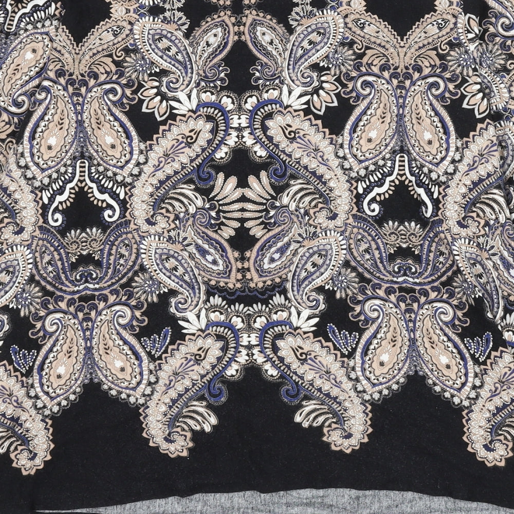 Wallis Womens Multicoloured Paisley Viscose Basic Blouse Size 14 Boat Neck