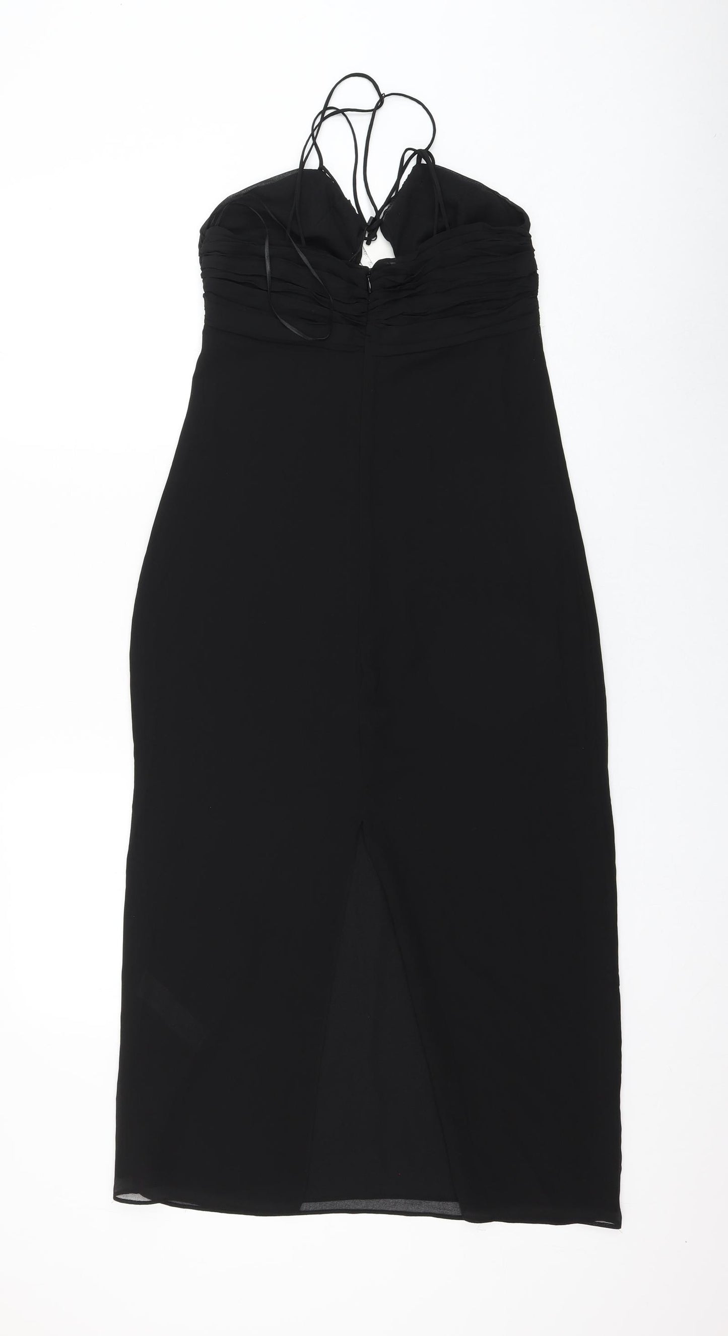 Zara Womens Black Polyester Shift Size XS V-Neck Zip