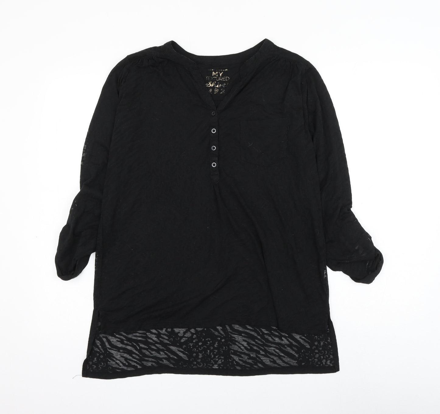 Atmosphere Womens Black Animal Print Cotton Basic Blouse Size 12 V-Neck - Leopard Print