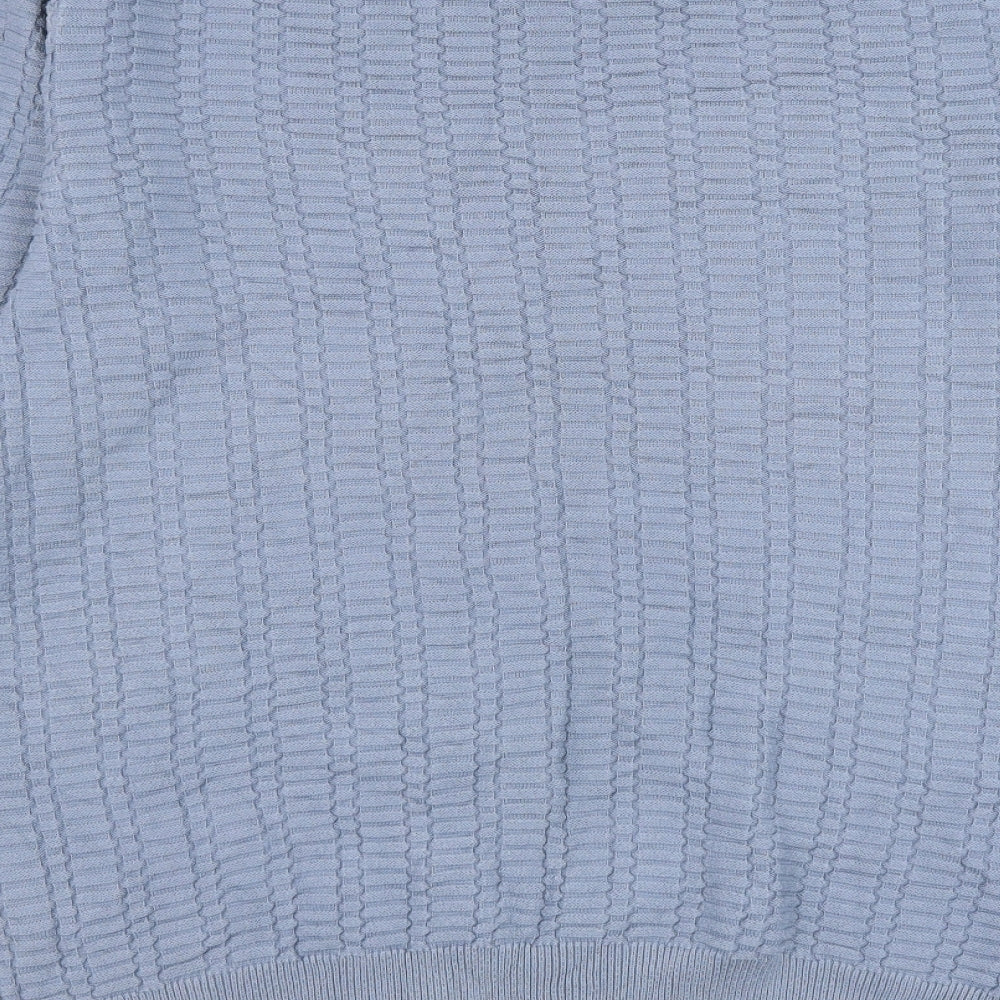 autog Mens Blue Round Neck Geometric Cotton Pullover Jumper Size XL