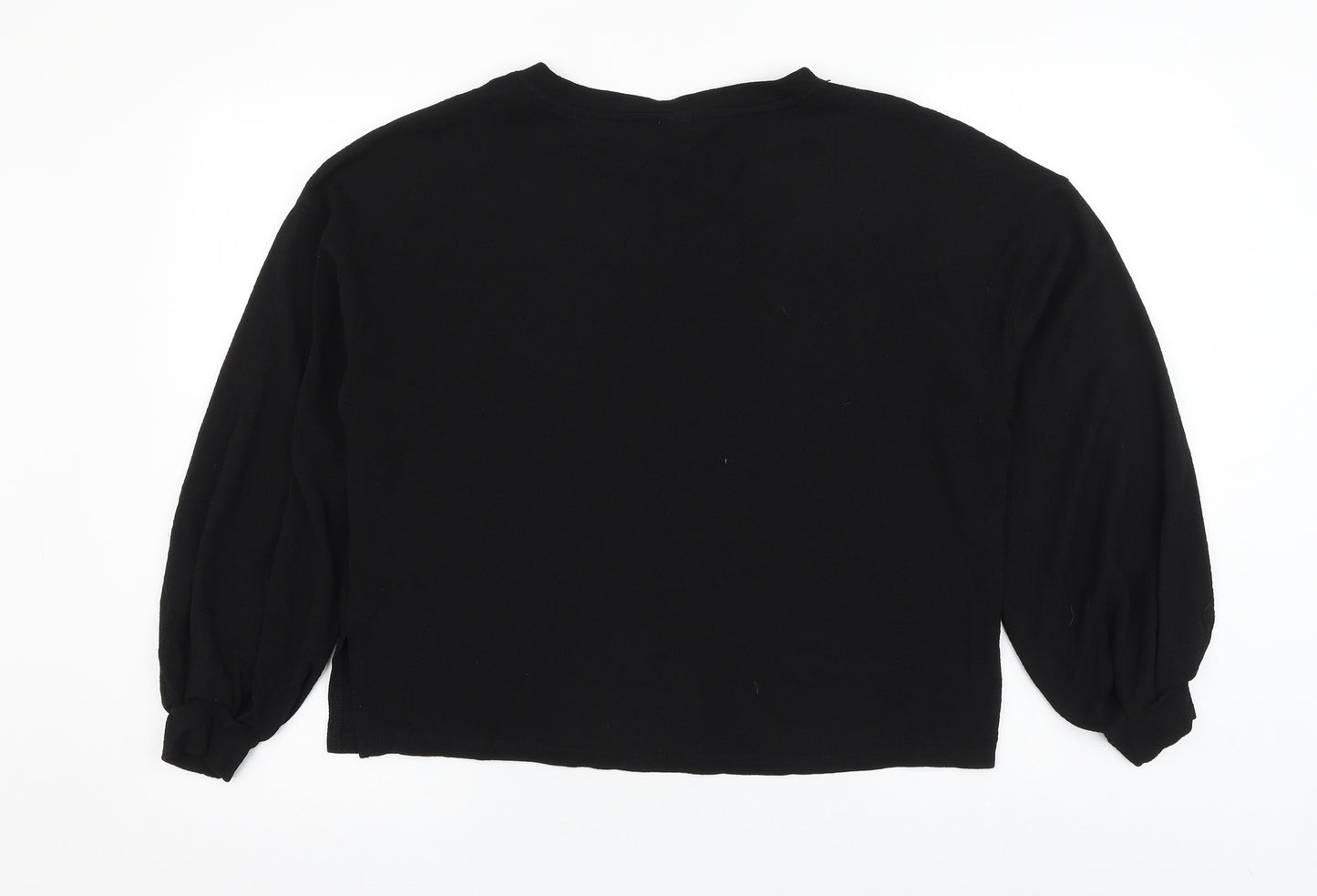 H&M Womens Black Polyester Basic Blouse Size S Round Neck