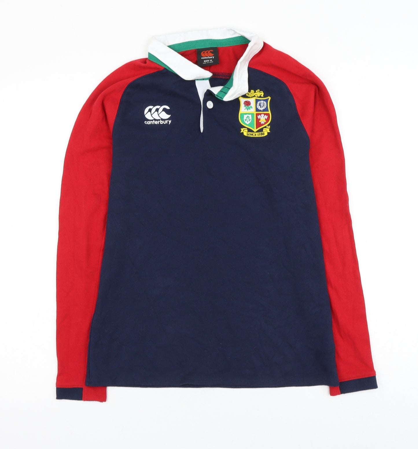 Canterbury Womens Blue Colourblock Cotton Jersey Polo Size 12 Collared Button - Rugby