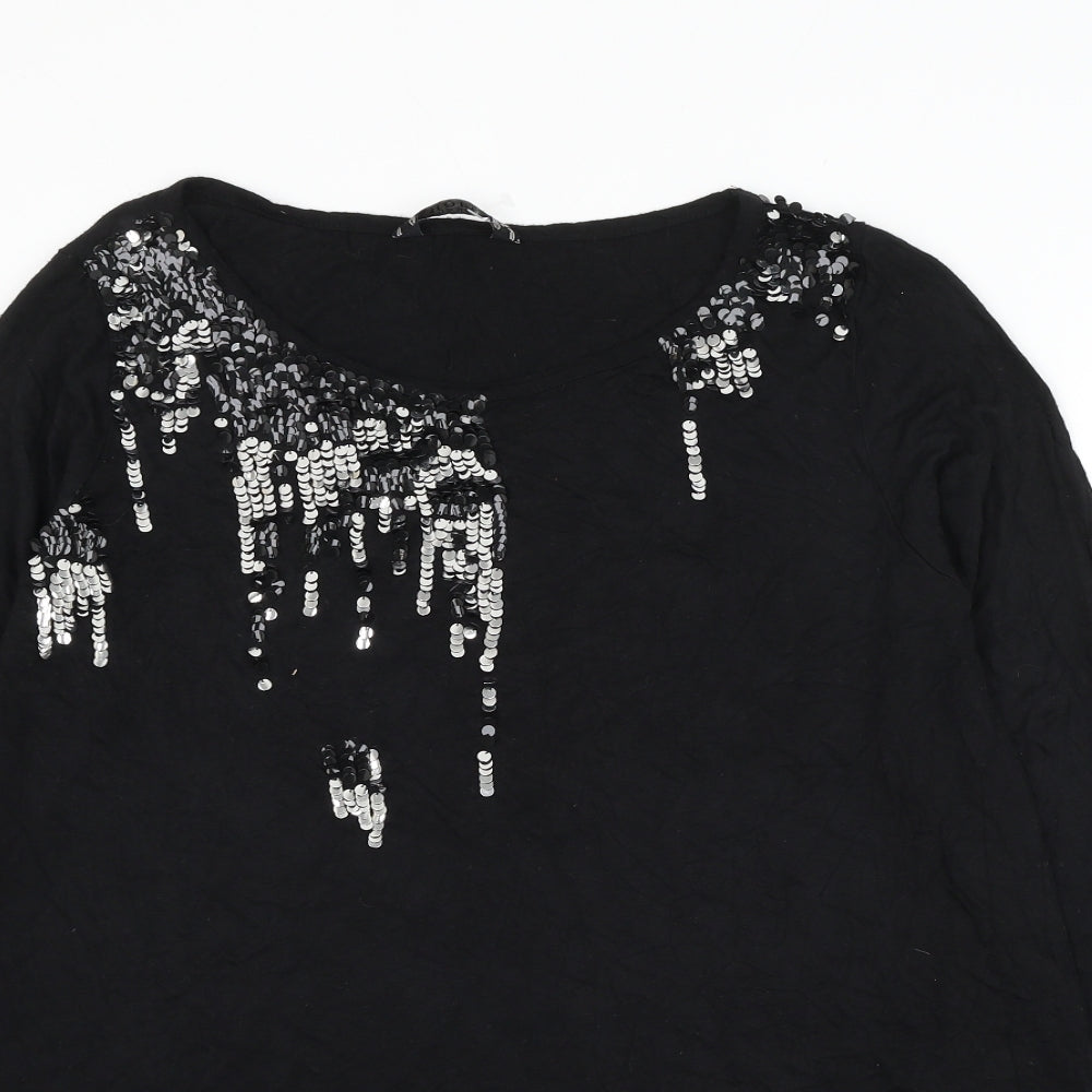 Joanna Hope Womens Black Viscose Basic Blouse Size 16 Scoop Neck