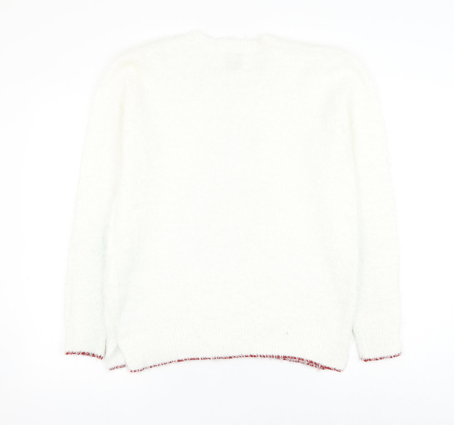 George Womens White Round Neck Polyester Pullover Jumper Size 12 - Christmas