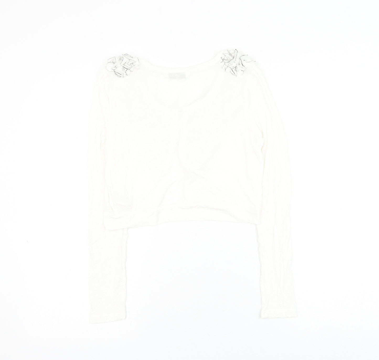 New Look Womens White Round Neck Viscose Cardigan Jumper Size 12
