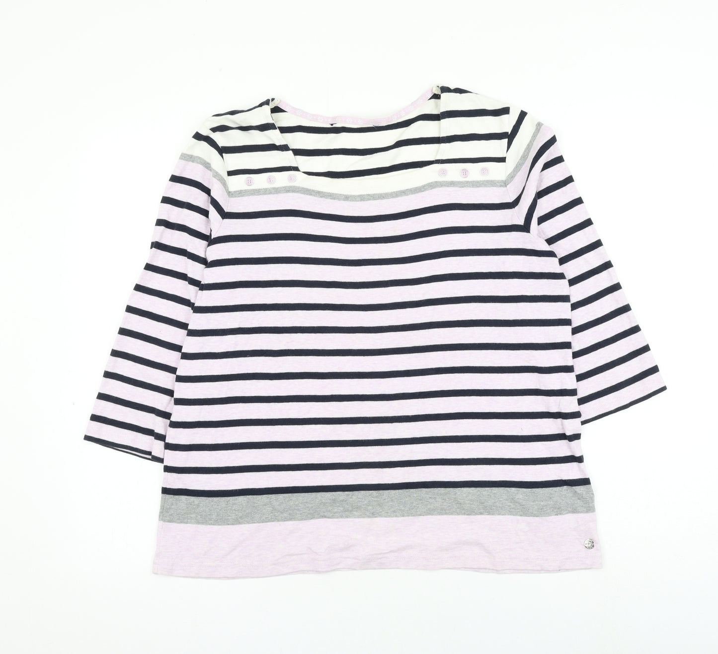 Debenhams Womens Purple Striped Cotton Basic Blouse Size 18 Square Neck