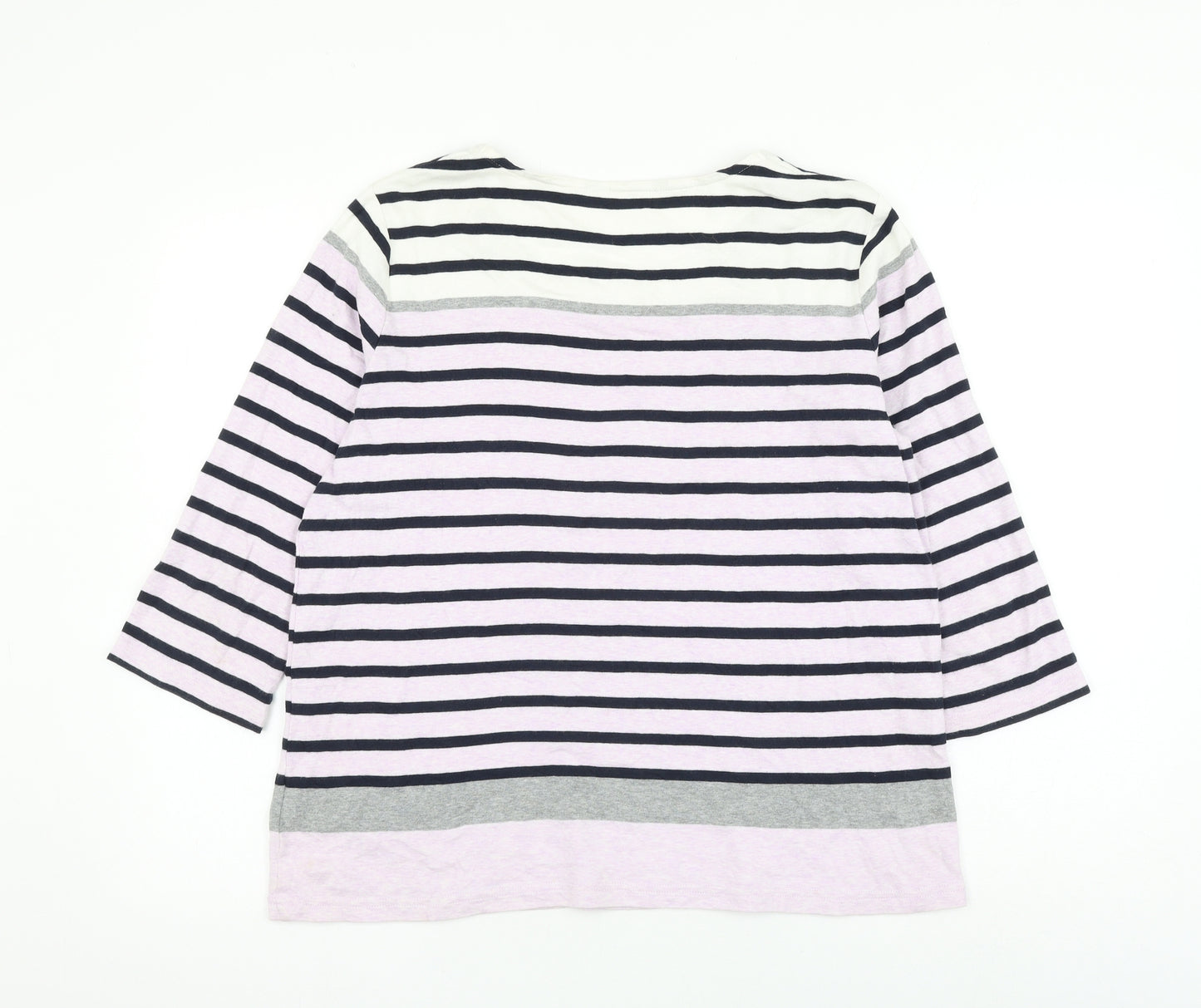 Debenhams Womens Purple Striped Cotton Basic Blouse Size 18 Square Neck