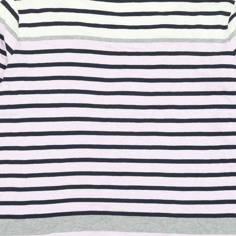 Debenhams Womens Purple Striped Cotton Basic Blouse Size 18 Square Neck
