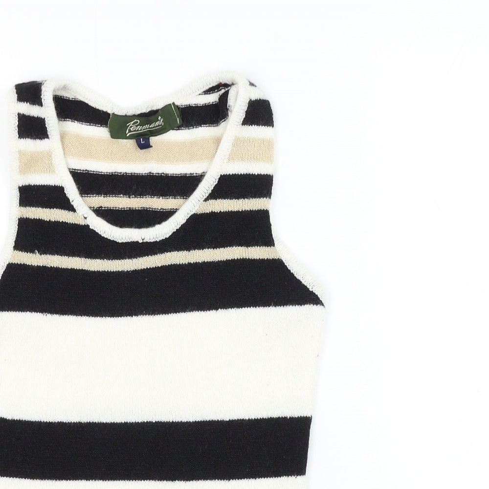Penmans Womens Multicoloured Striped Acrylic Basic Tank Size L Round Neck