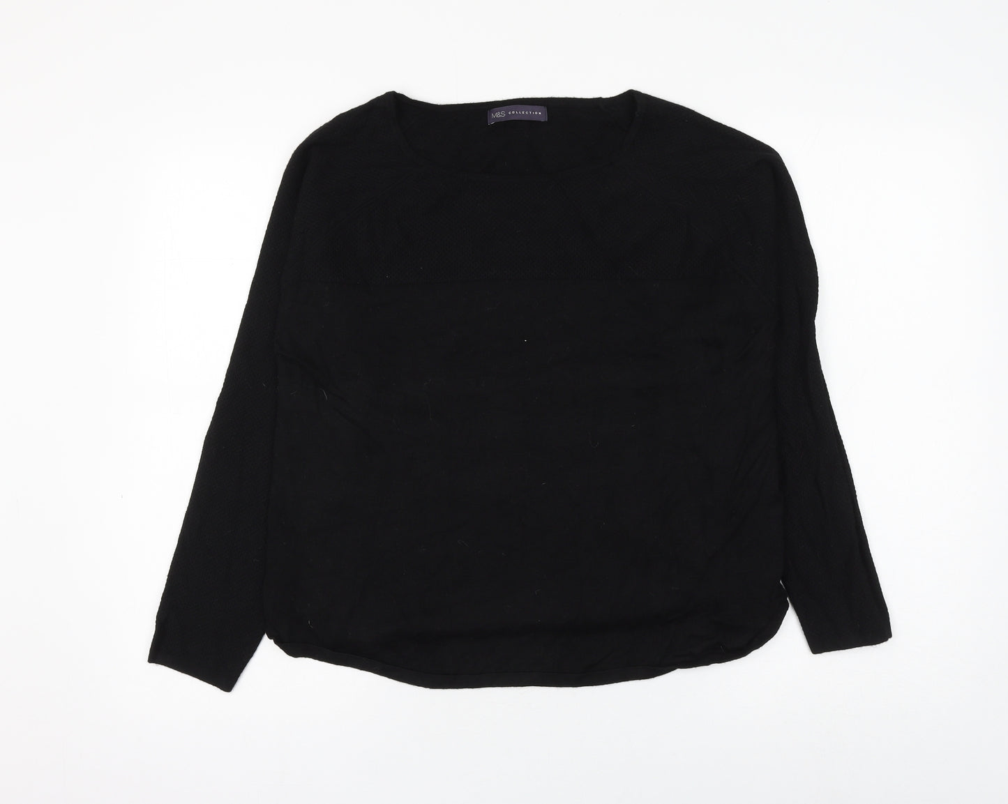 Marks and Spencer Womens Black Round Neck Viscose Pullover Jumper Size 18