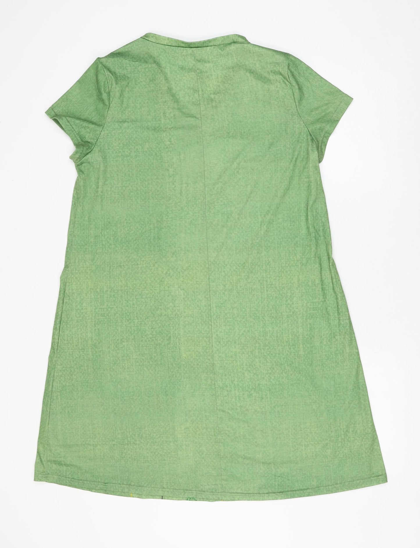 prew Womens Green Floral Polyester Shift Size L V-Neck Pullover