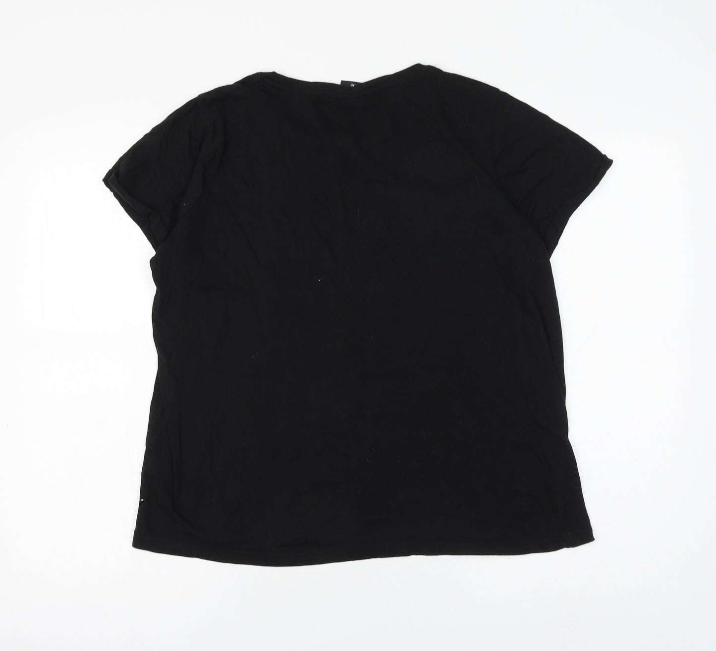PEP&CO Womens Black Cotton Basic T-Shirt Size 12 Round Neck - Mickey Mouse