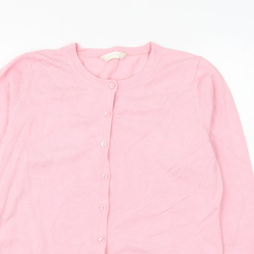 prew Womens Pink Round Neck Viscose Cardigan Jumper Size 14