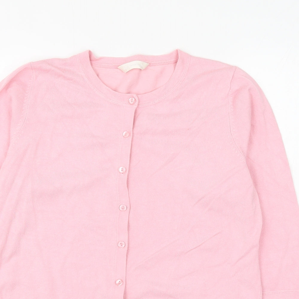 prew Womens Pink Round Neck Viscose Cardigan Jumper Size 14