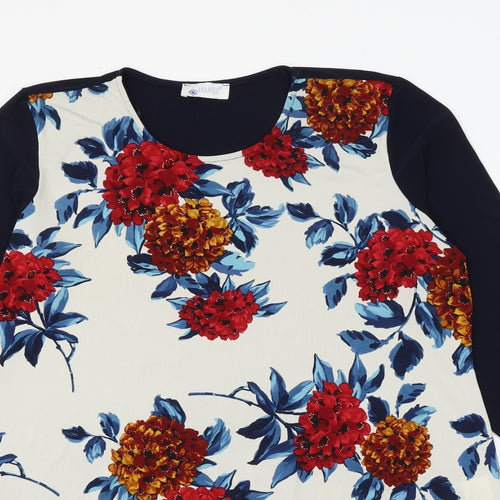 Anamor Womens Multicoloured Floral Polyester Basic Blouse Size L Round Neck