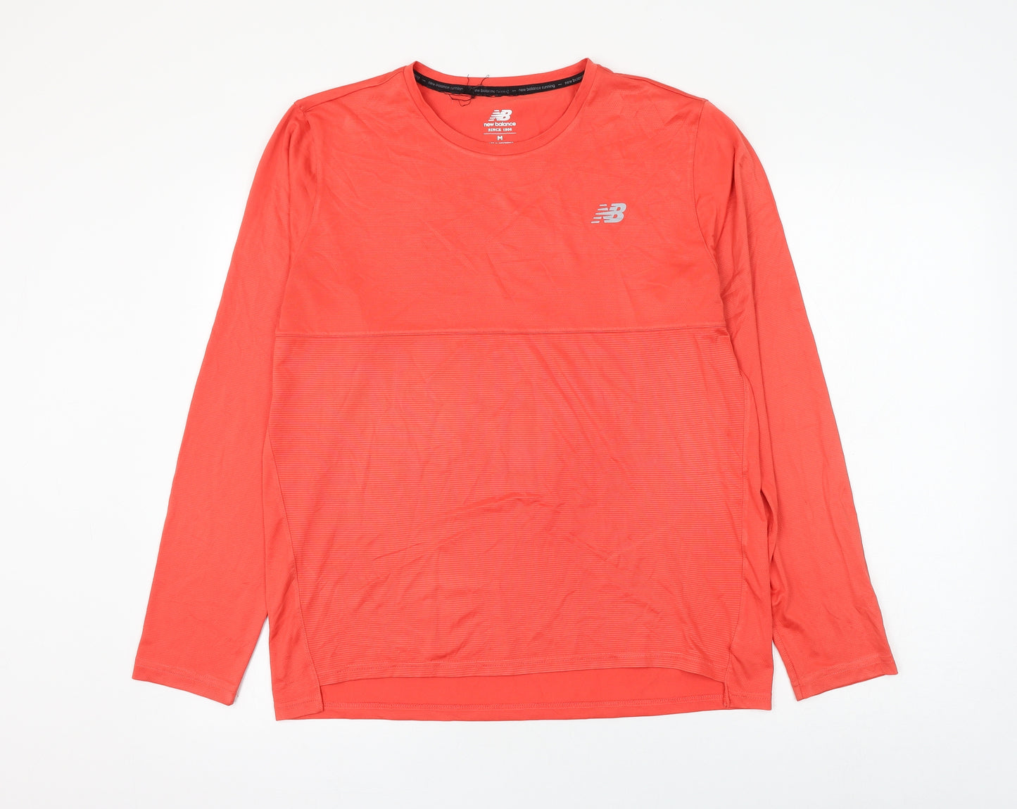 New Balance Mens Red Polyester Basic T-Shirt Size M Round Neck Pullover