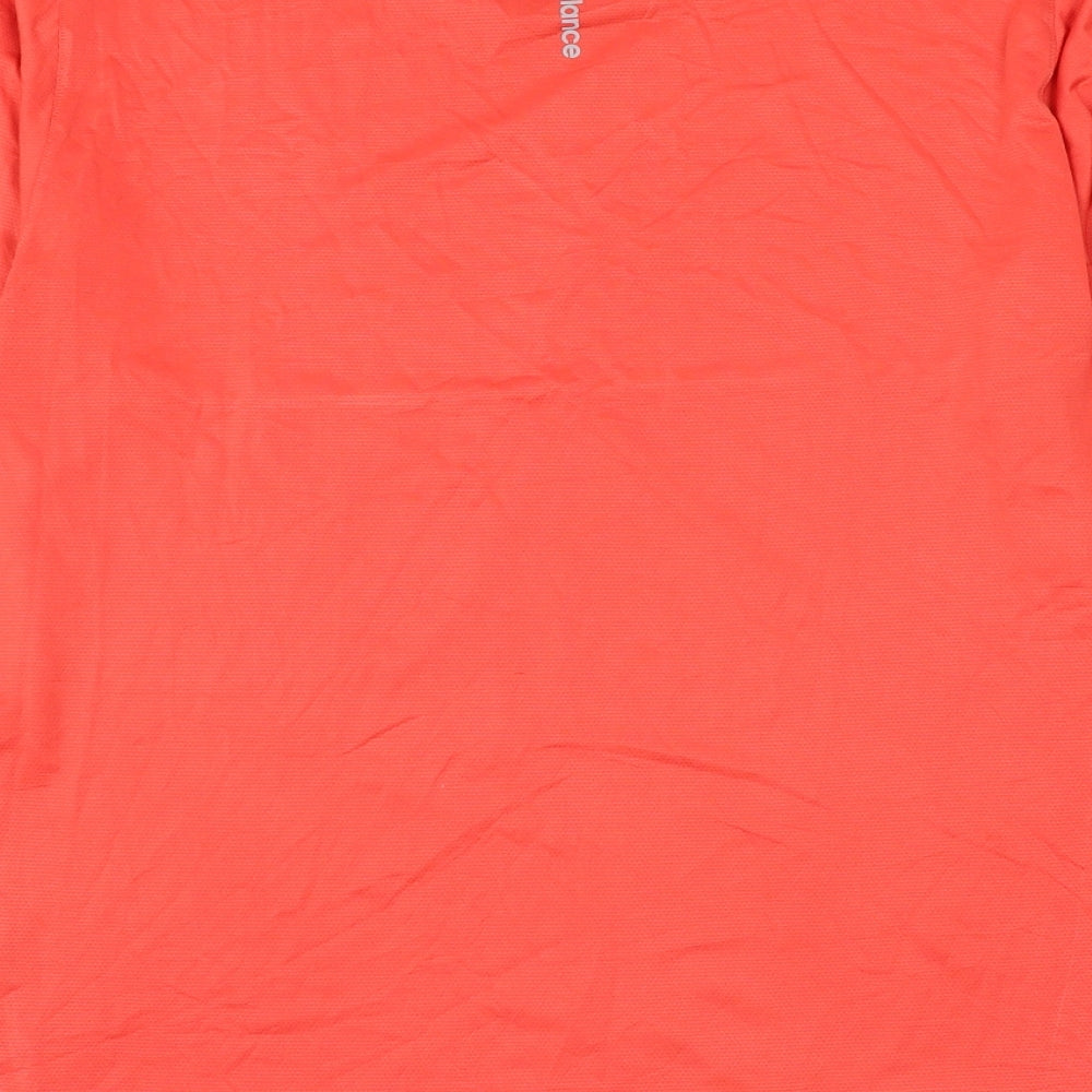 New Balance Mens Red Polyester Basic T-Shirt Size M Round Neck Pullover