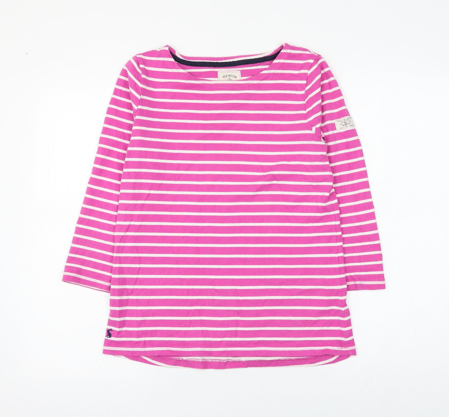 Joules Womens Pink Round Neck Striped Cotton Pullover Jumper Size 10