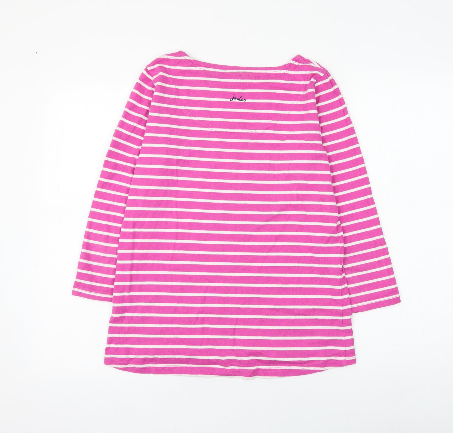 Joules Womens Pink Round Neck Striped Cotton Pullover Jumper Size 10