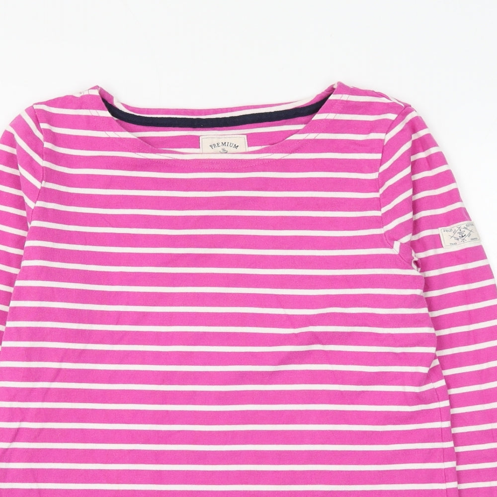 Joules Womens Pink Round Neck Striped Cotton Pullover Jumper Size 10