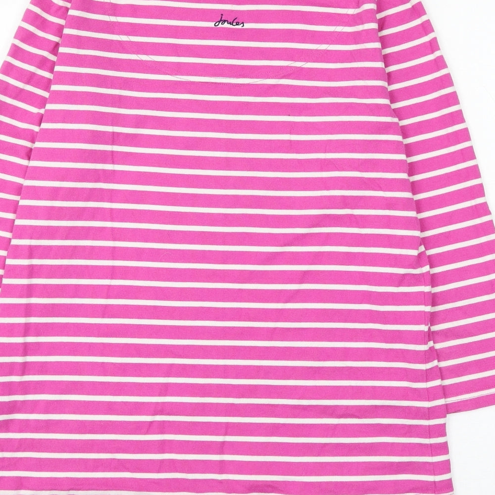 Joules Womens Pink Round Neck Striped Cotton Pullover Jumper Size 10