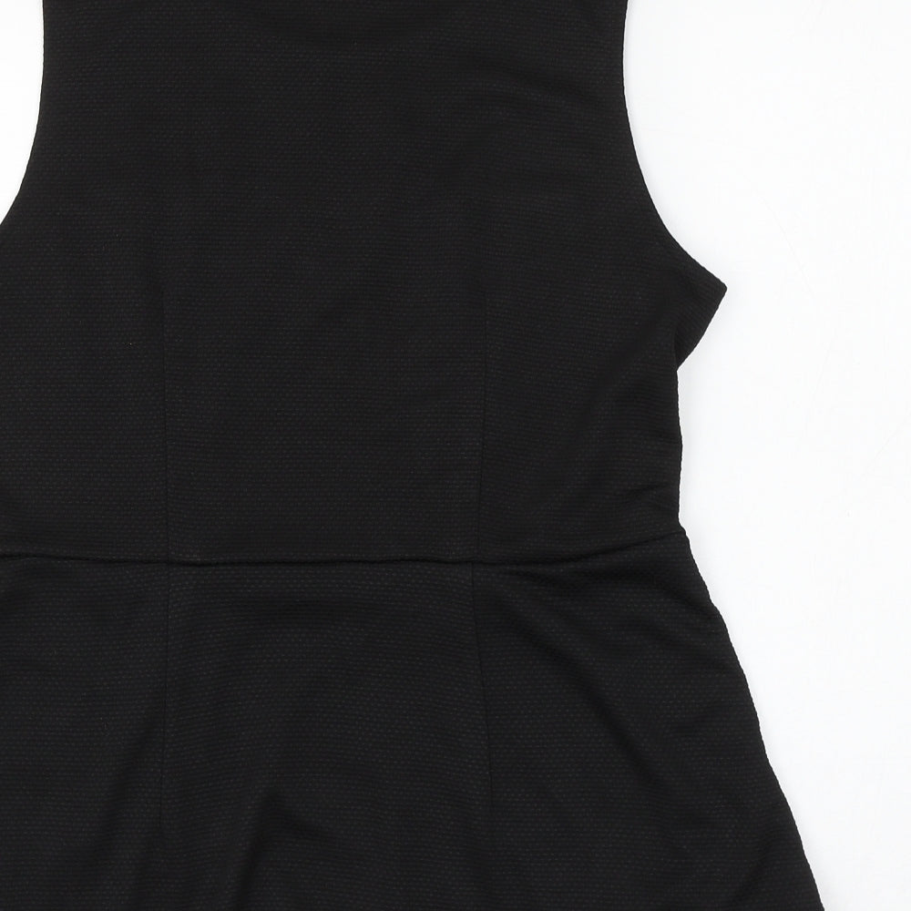 H&M Womens Black Polyester Basic Blouse Size L Round Neck