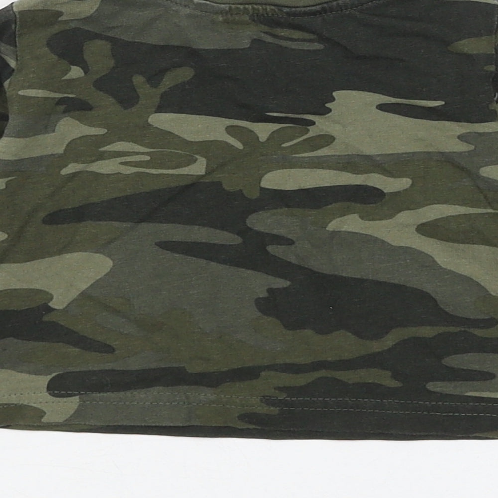 Primark Boys Green Camouflage Cotton Basic T-Shirt Size 3-6 Months Round Neck Button