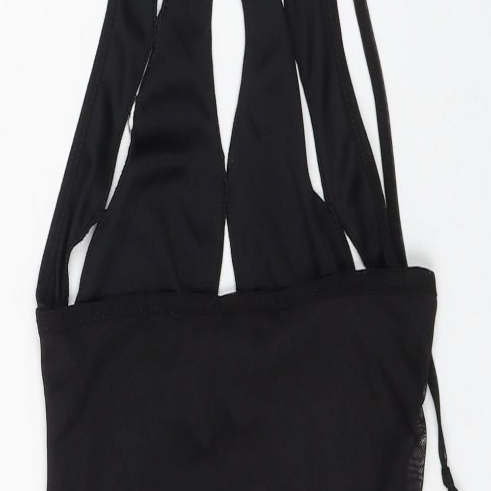 PRETTYLITTLETHING Womens Black Polyester Mini Size 8 Halter