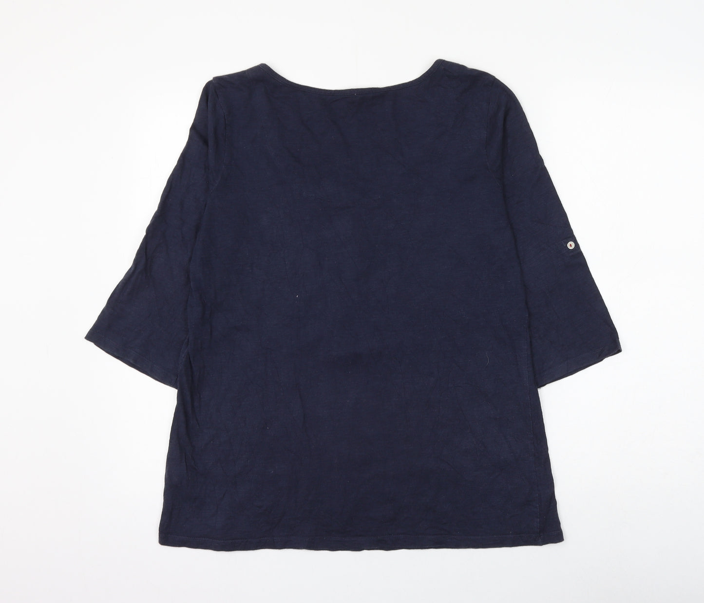 Marks and Spencer Womens Blue Cotton Basic Blouse Size 16 Scoop Neck