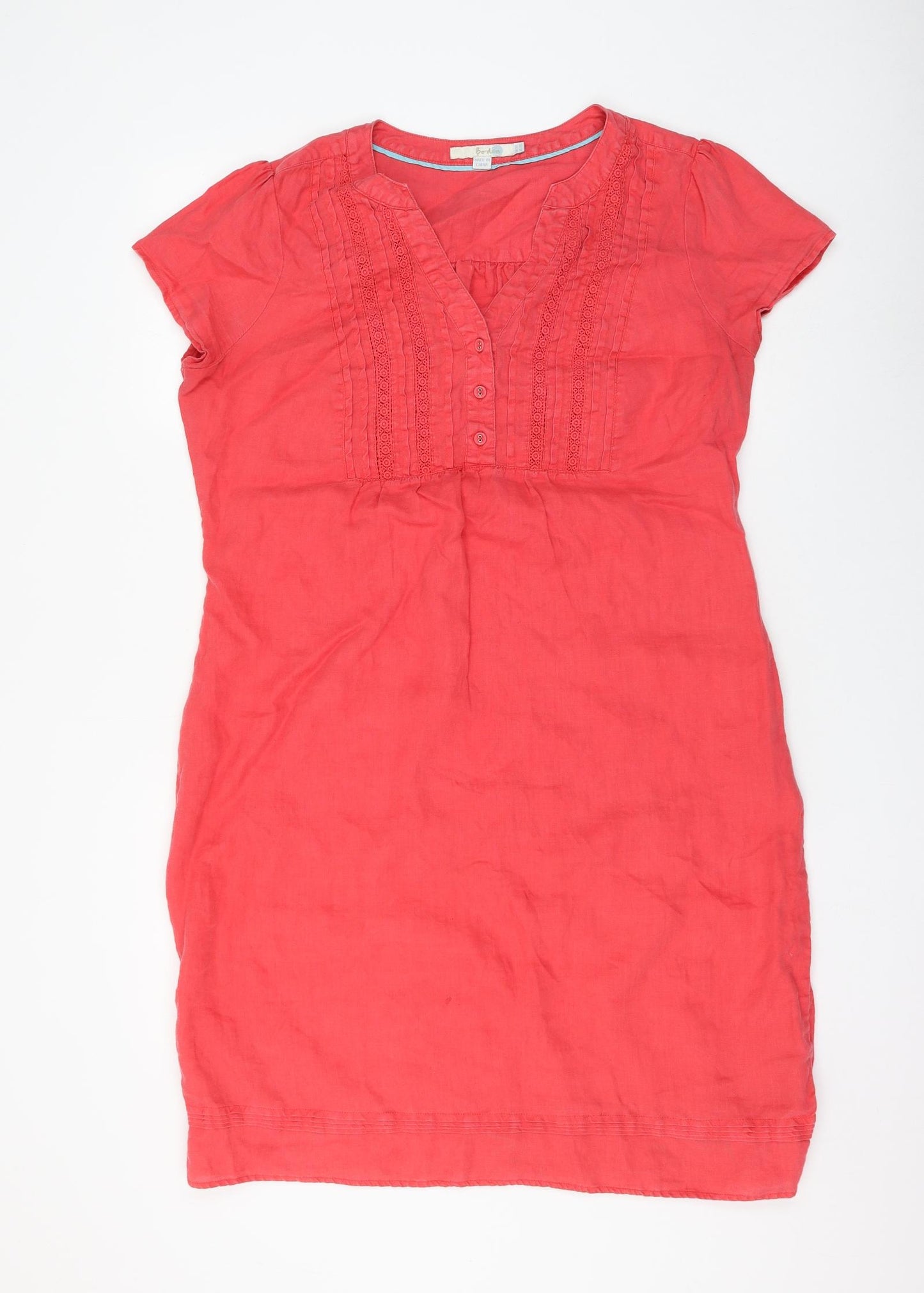 Boden Womens Pink Linen Shift Size 16 V-Neck Pullover