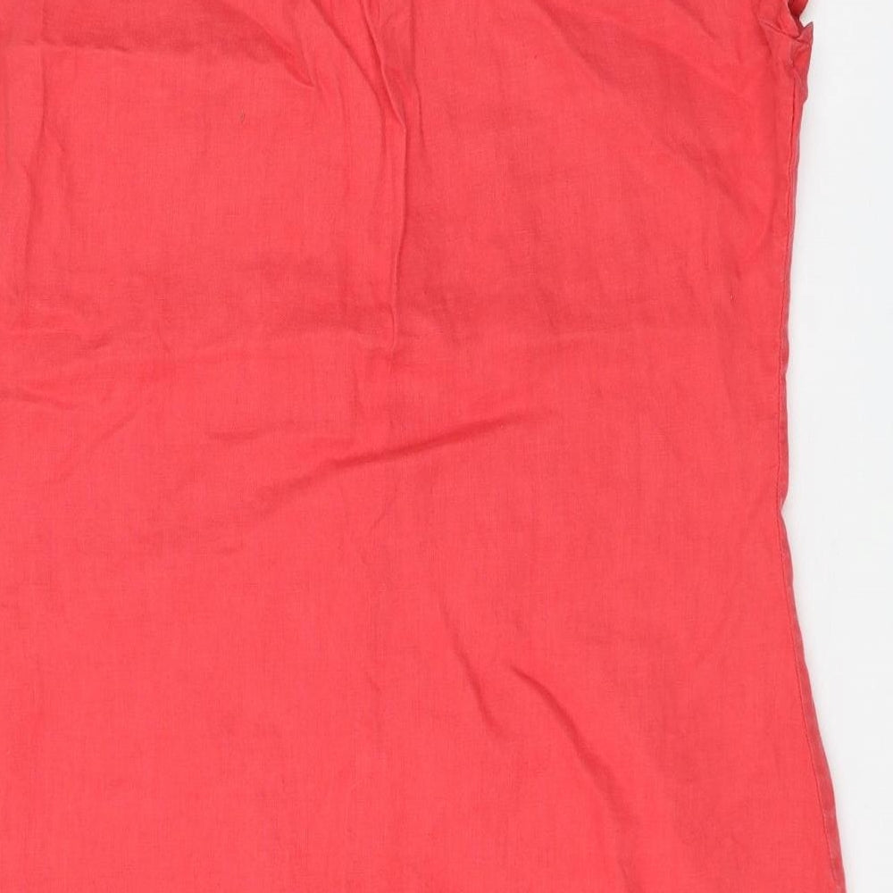 Boden Womens Pink Linen Shift Size 16 V-Neck Pullover