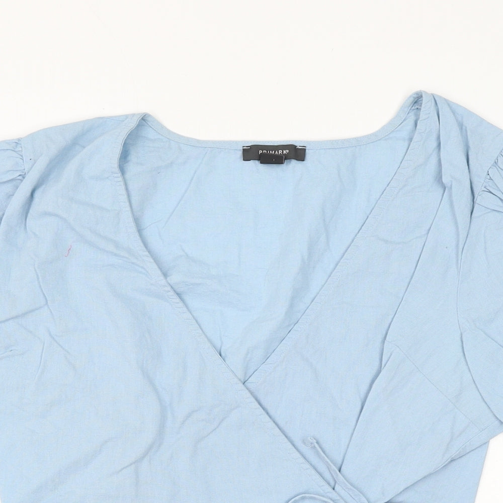 Primark Womens Blue Polyester Wrap Blouse Size 20 V-Neck