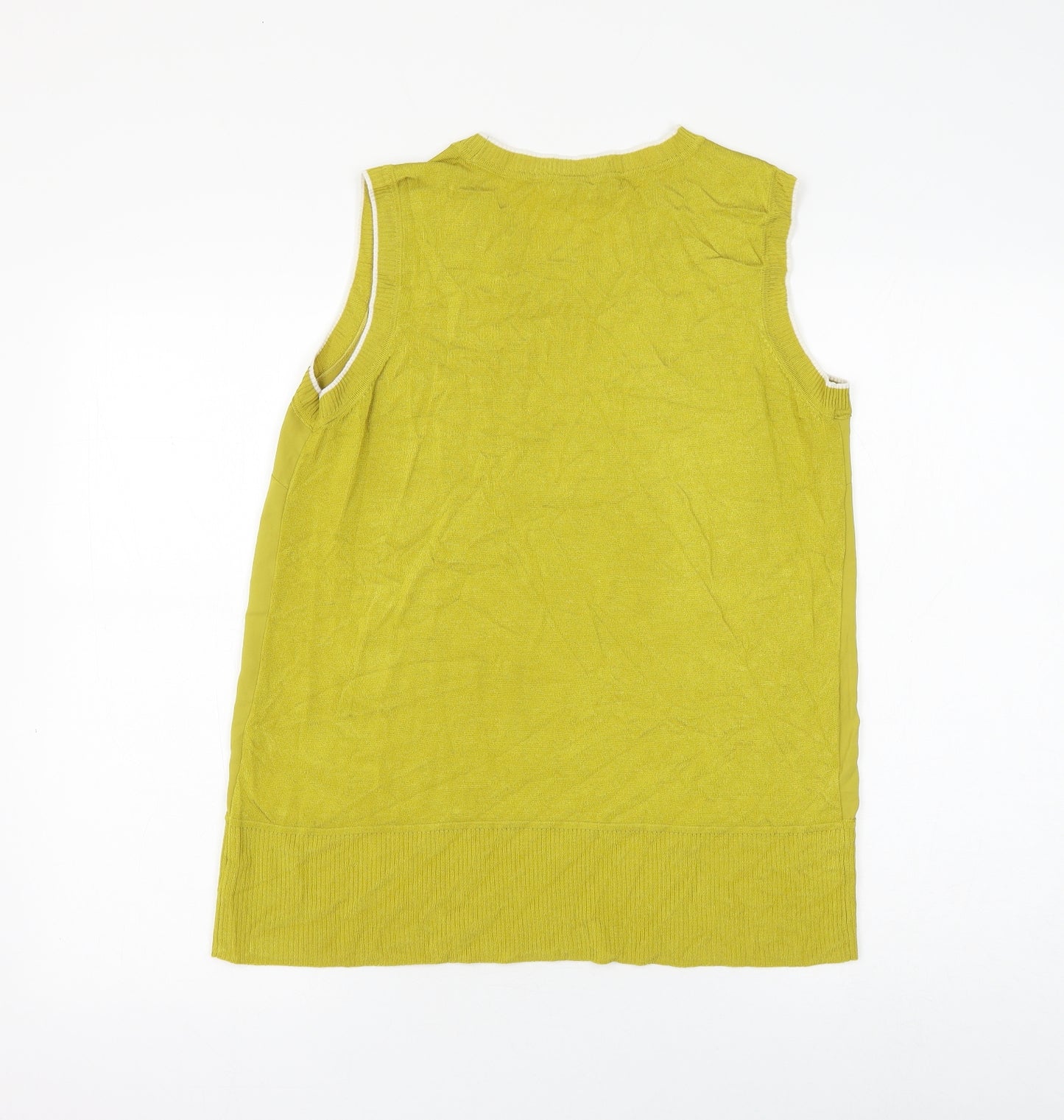 NEXT Womens Yellow Viscose Basic Blouse Size 12 Round Neck