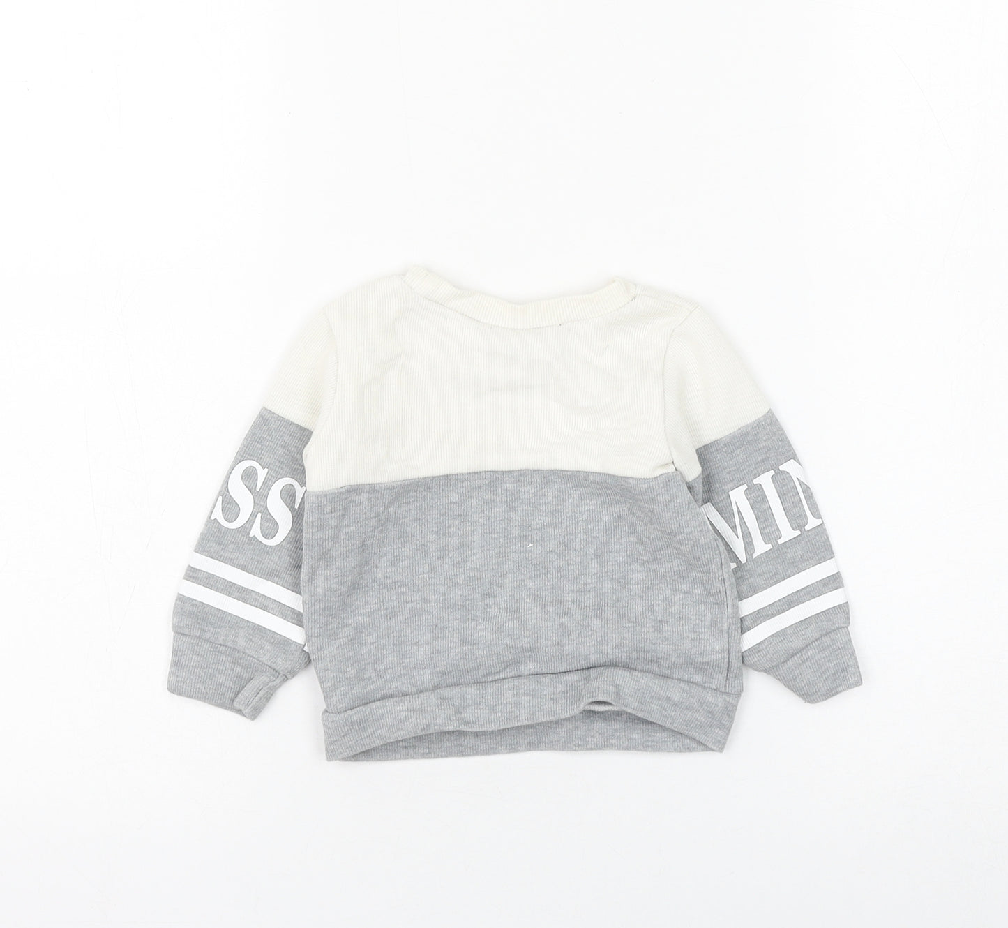 Preworn Boys Grey Colourblock Polyester Pullover Jumper Size 9-12 Months Pullover - Mini Boss