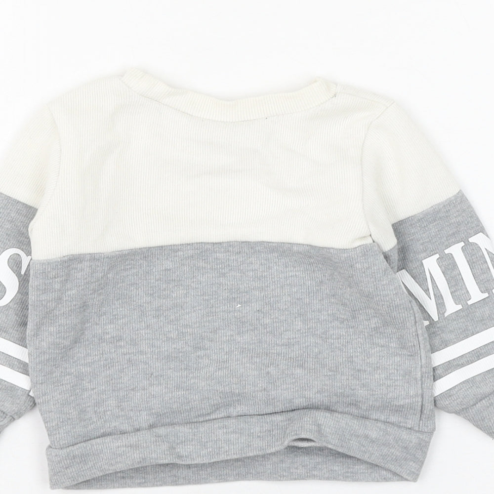 Preworn Boys Grey Colourblock Polyester Pullover Jumper Size 9-12 Months Pullover - Mini Boss