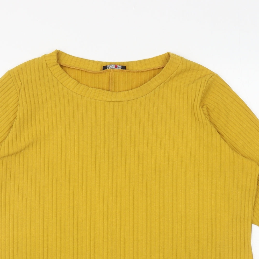 Yours Womens Yellow Polyester Basic T-Shirt Size 20 Boat Neck