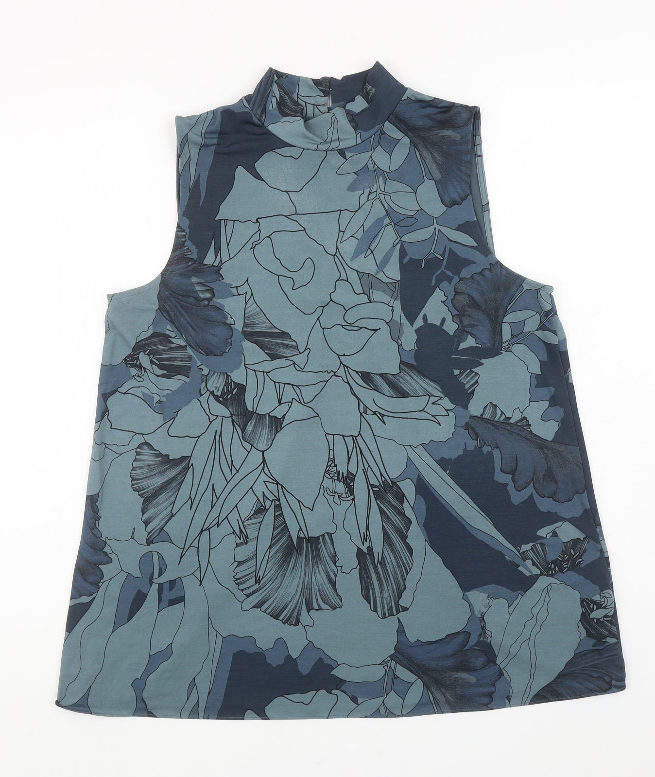 NEXT Womens Grey Floral Polyester Basic Tank Size 12 High Neck