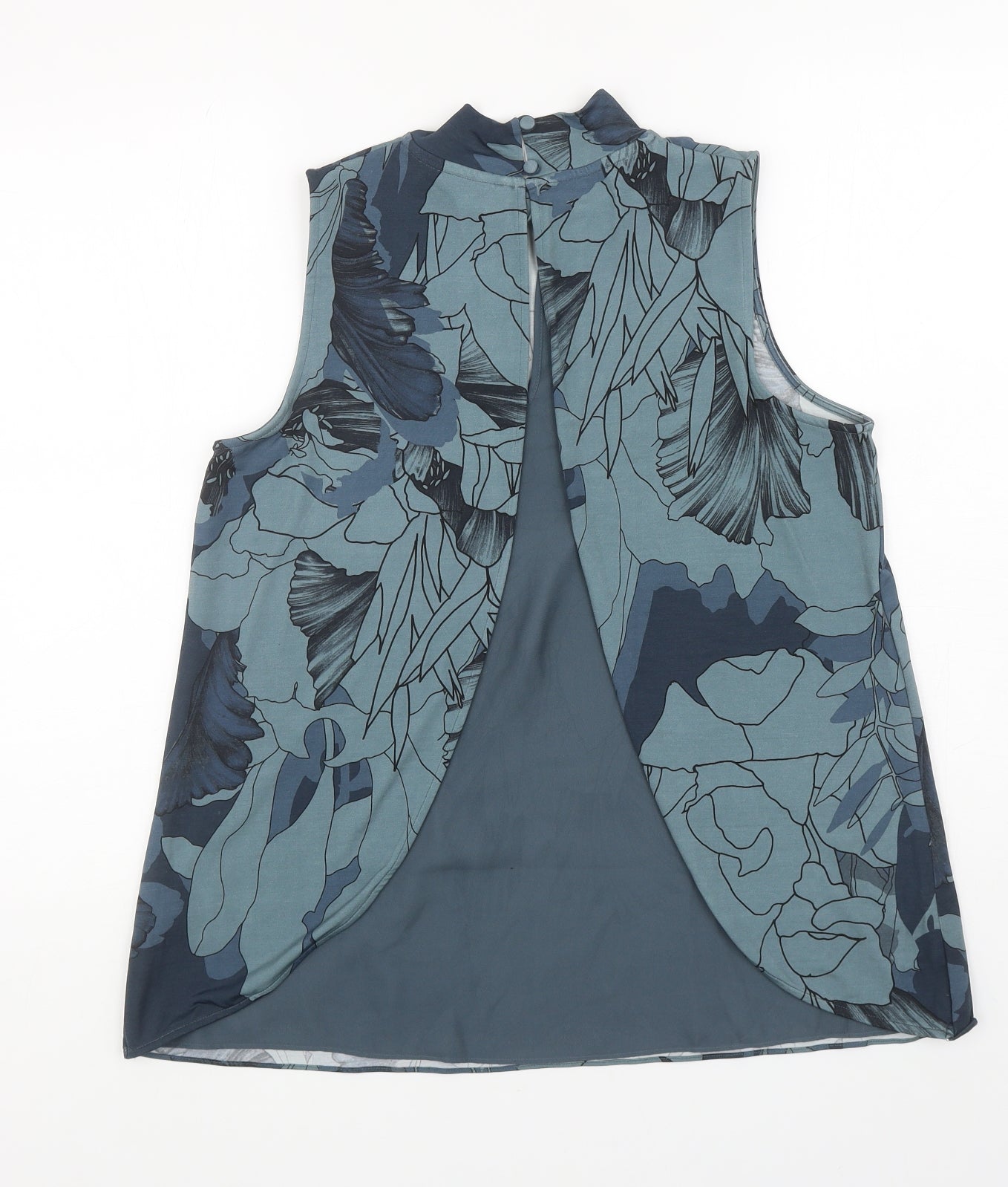 NEXT Womens Grey Floral Polyester Basic Tank Size 12 High Neck