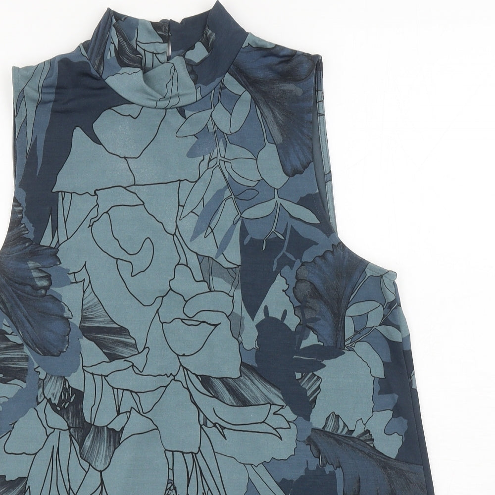 NEXT Womens Grey Floral Polyester Basic Tank Size 12 High Neck