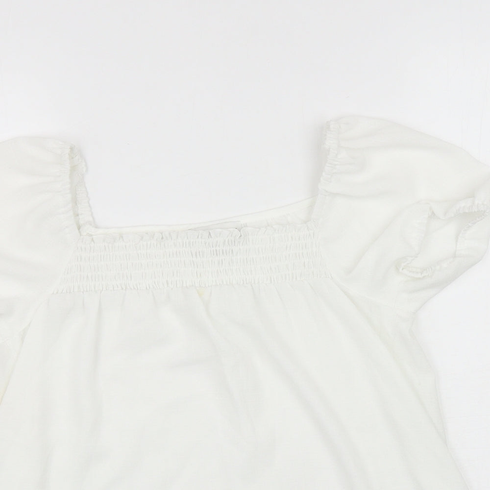 Apricot Womens White Polyester Basic Blouse Size 8 Square Neck