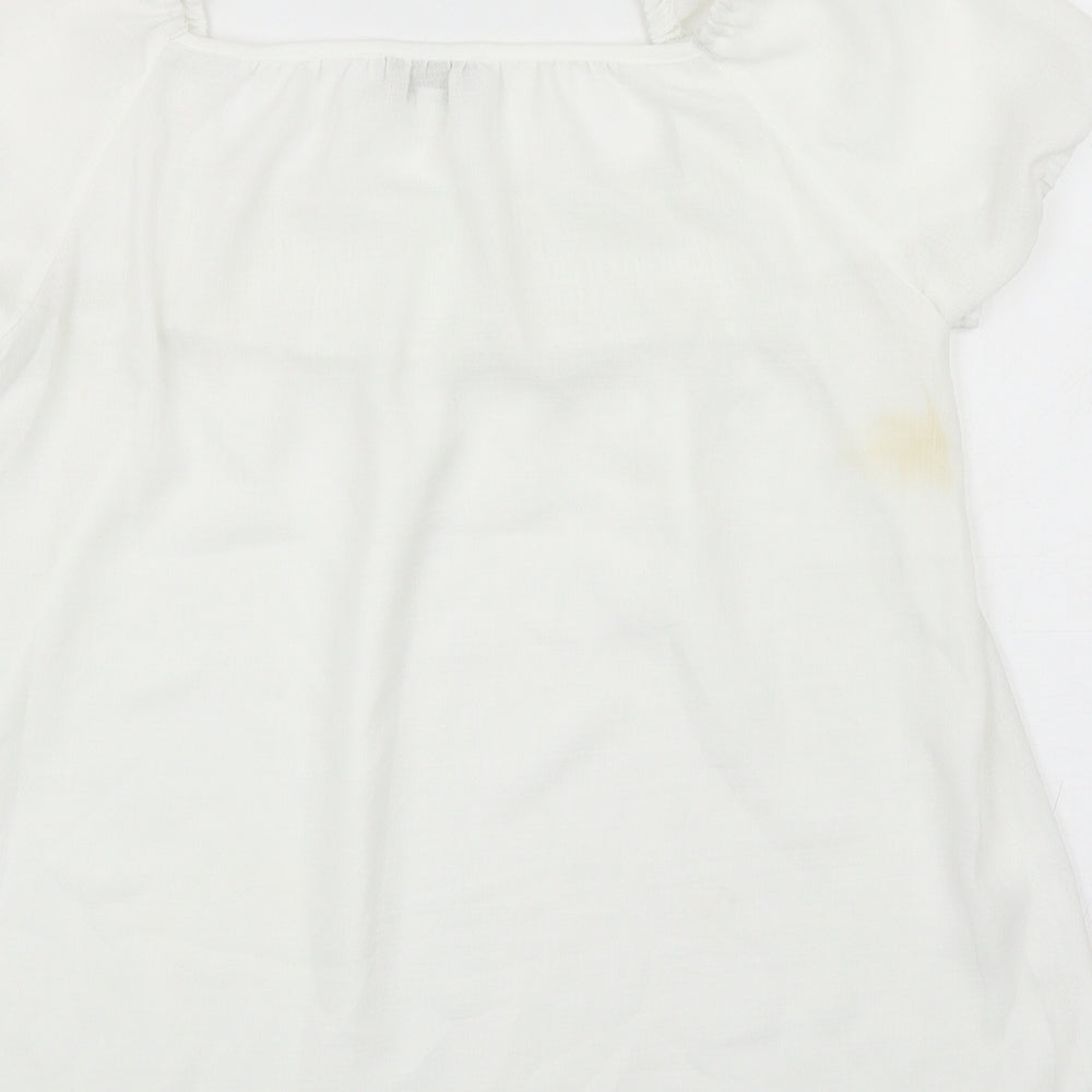 Apricot Womens White Polyester Basic Blouse Size 8 Square Neck