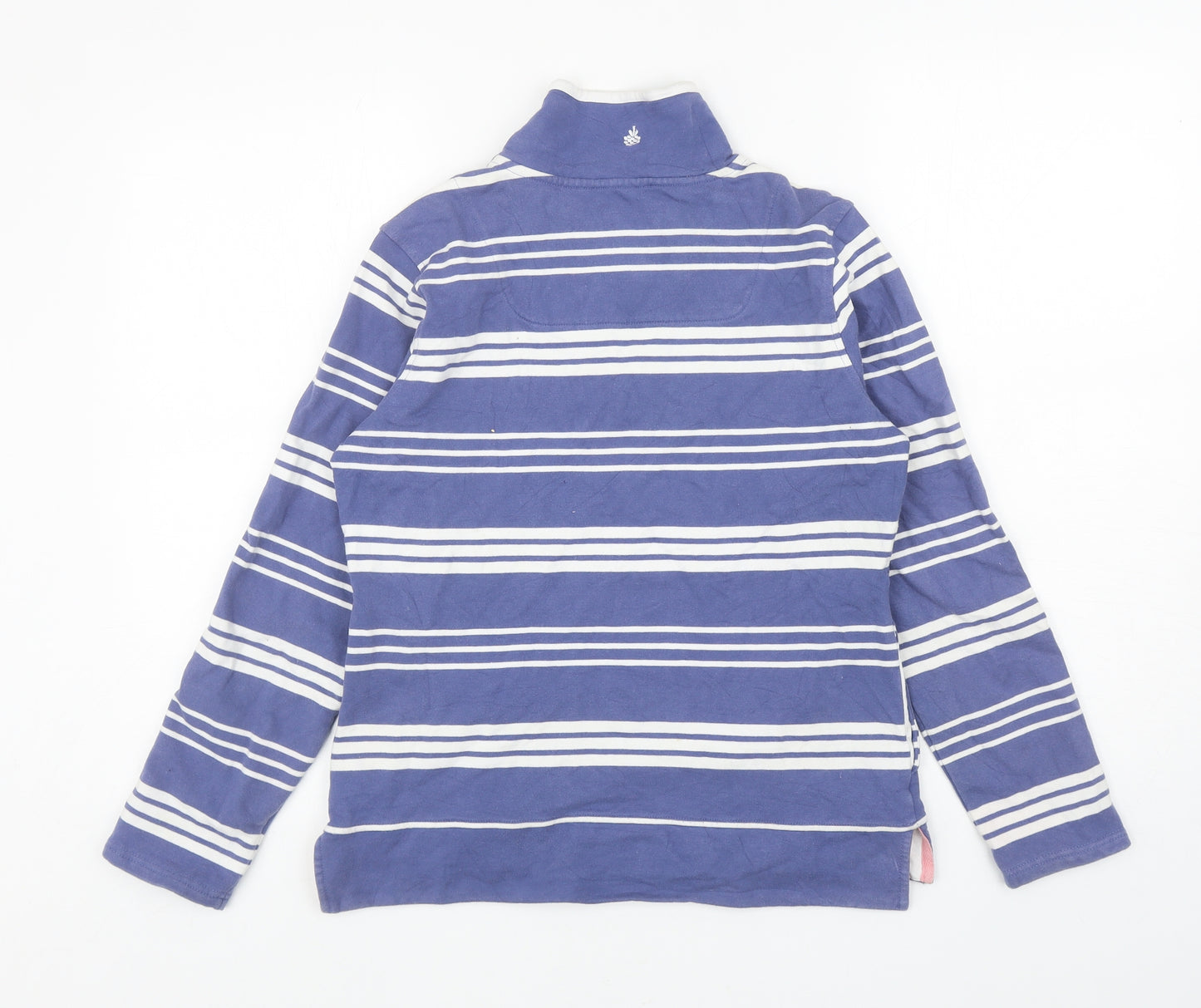 Tayberry Womens Blue Striped Cotton Pullover Sweatshirt Size S Zip