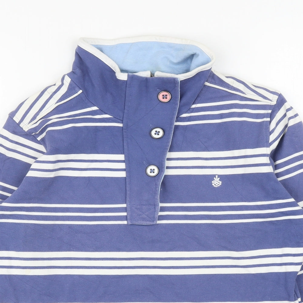 Tayberry Womens Blue Striped Cotton Pullover Sweatshirt Size S Zip