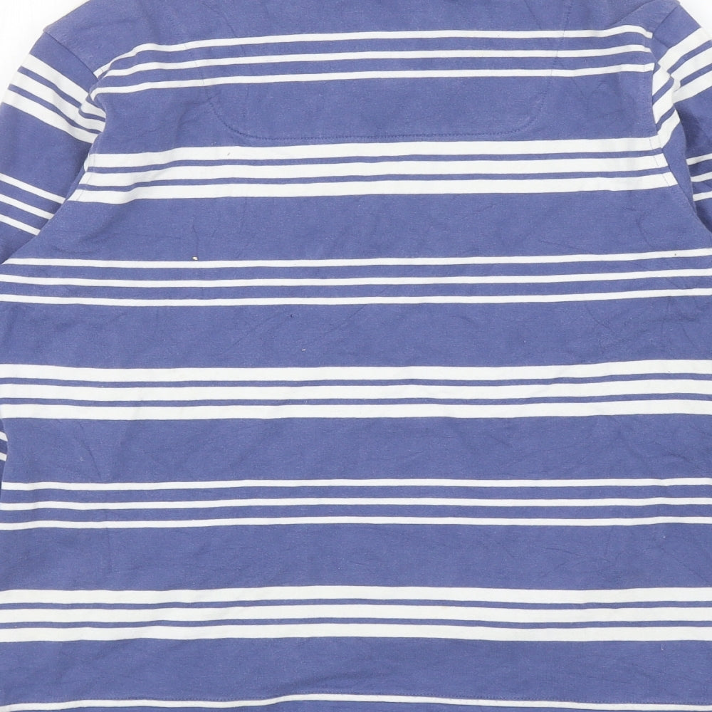 Tayberry Womens Blue Striped Cotton Pullover Sweatshirt Size S Zip