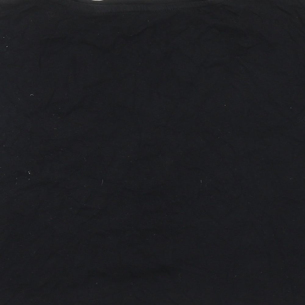 New Look Girls Black Polyester Cropped T-Shirt Size 14-15 Years Boat Neck Pullover - Hogwarts