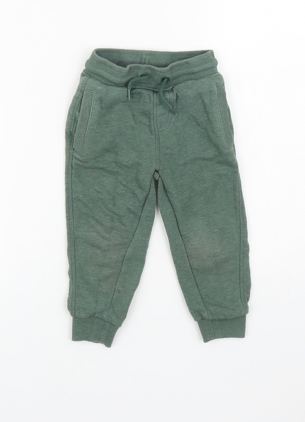 Nutmeg Boys Green Cotton Jogger Trousers Size 12-18 Months Pullover
