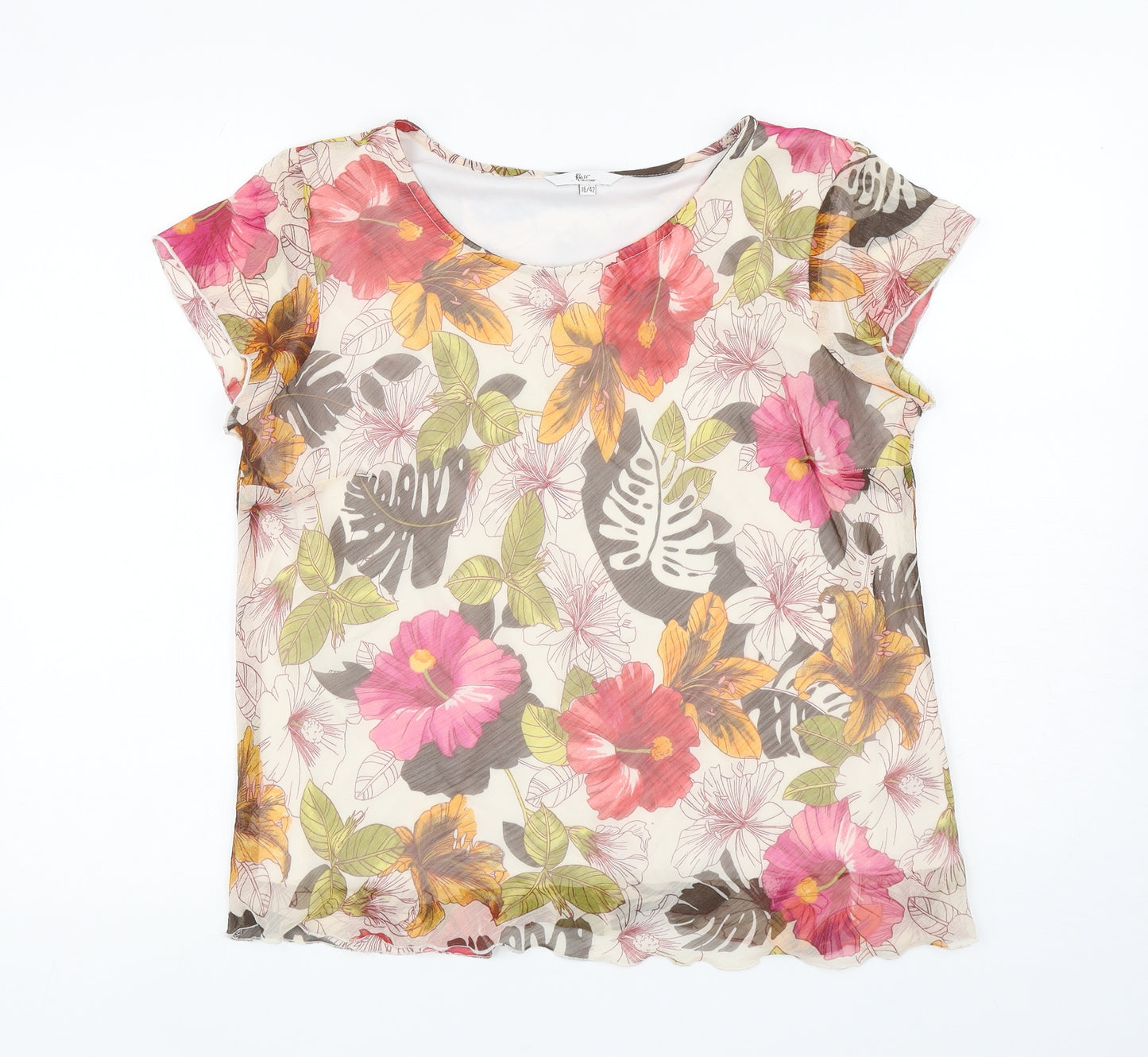 Klass Womens Multicoloured Floral Polyester Basic Blouse Size 16 Boat Neck