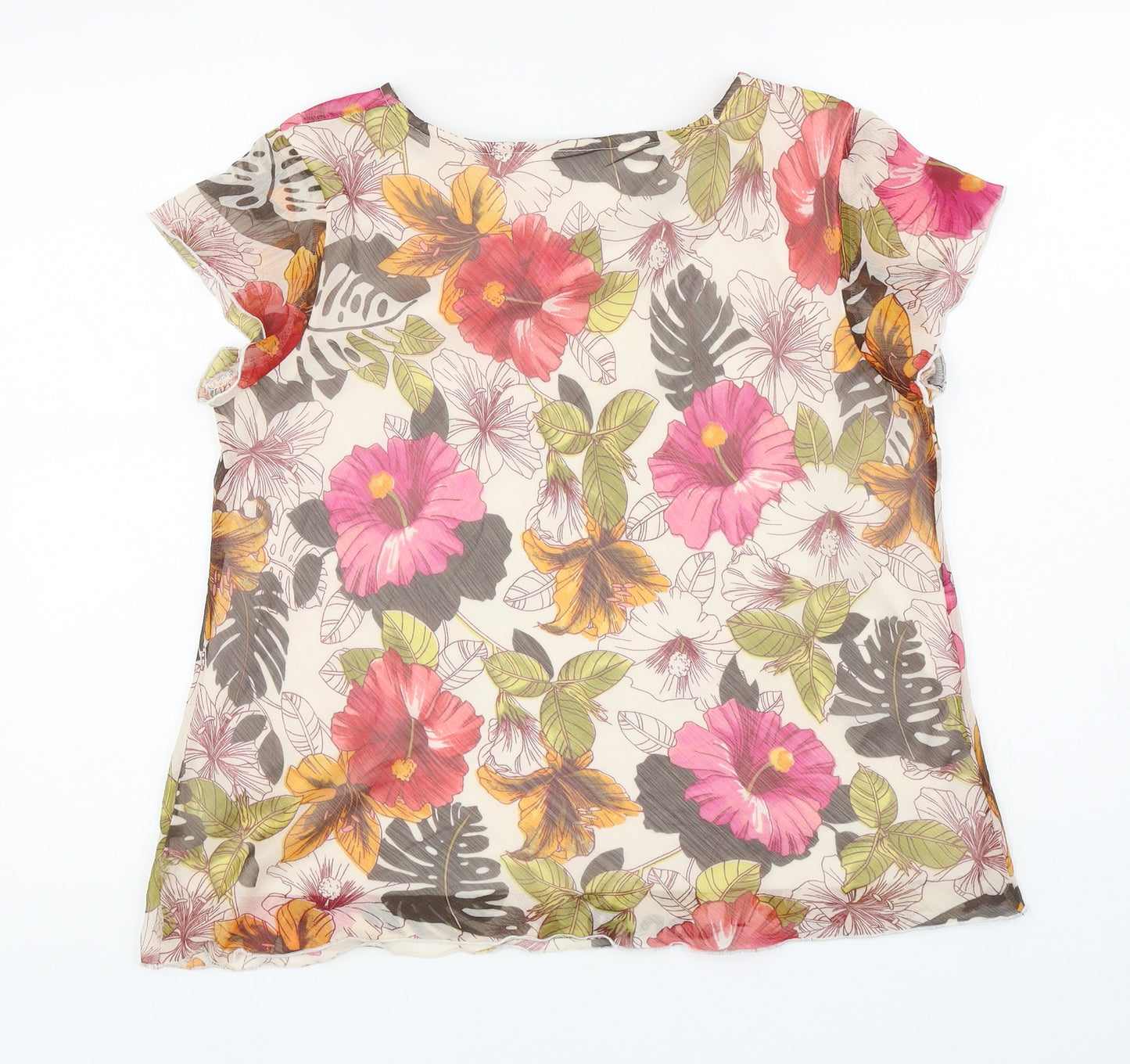 Klass Womens Multicoloured Floral Polyester Basic Blouse Size 16 Boat Neck