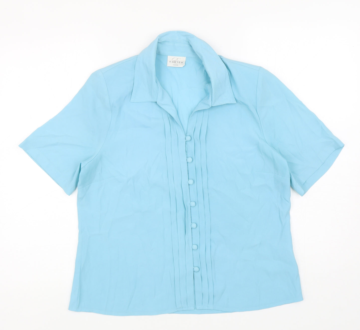 Eastex Womens Blue Polyester Basic Button-Up Size 12 Collared